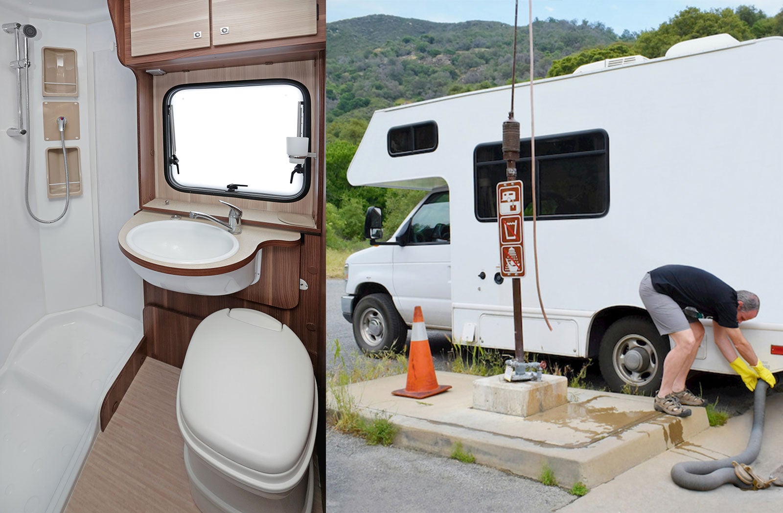 Portable RV/camper toilet and holding tank setup in Lake City, Florida