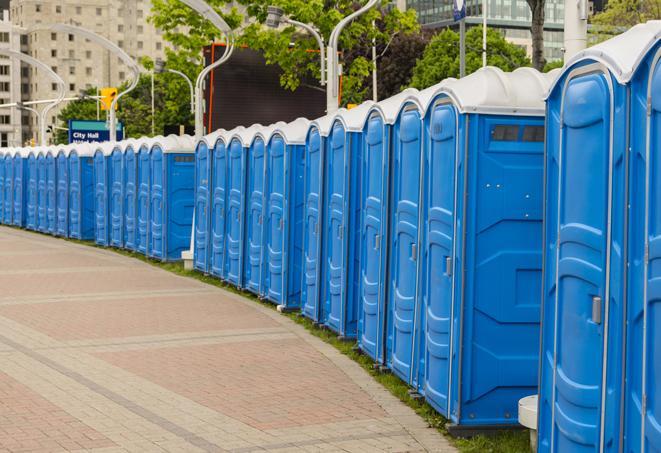 Seasonal porta potty units set up at a Lake City, Florida venue