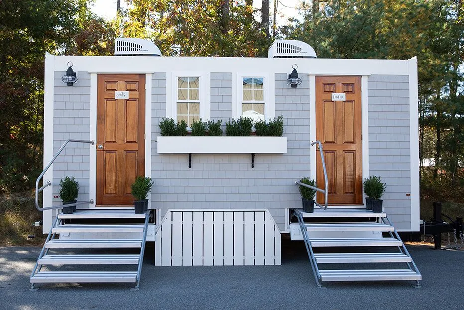 Wedding restroom units discretely staged at a venue in Lake City, Florida